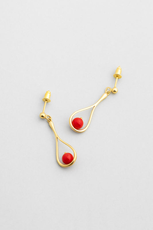 Mercan Rüyası 18 Ayar Sarı Altın Kaplama Gümüş Küpe 07311090844