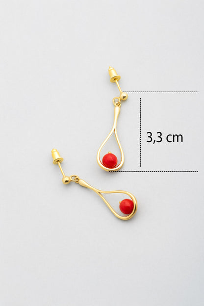 Mercan Rüyası 18 Ayar Sarı Altın Kaplama Gümüş Küpe 07311090844