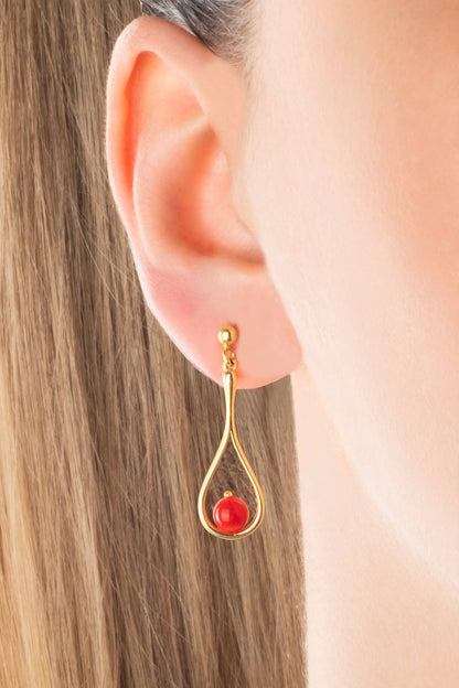 Mercan Rüyası 18 Ayar Sarı Altın Kaplama Gümüş Küpe 07311090844