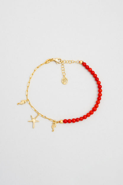 Mistik Mercan 18 Ayar Sarı Altın Kaplama 19 Cm Gümüş Bileklik 07311140844