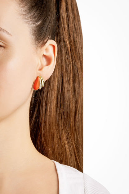 Mercan Kabuğu 18 Ayar Sarı Altın Kaplama Gümüş Küpe 07311150844