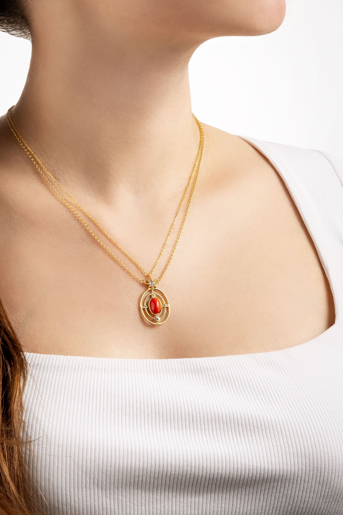 Derin Mercan 18 Ayar Sarı Altın Kaplama 44 Cm Gümüş Kolye 07311190844