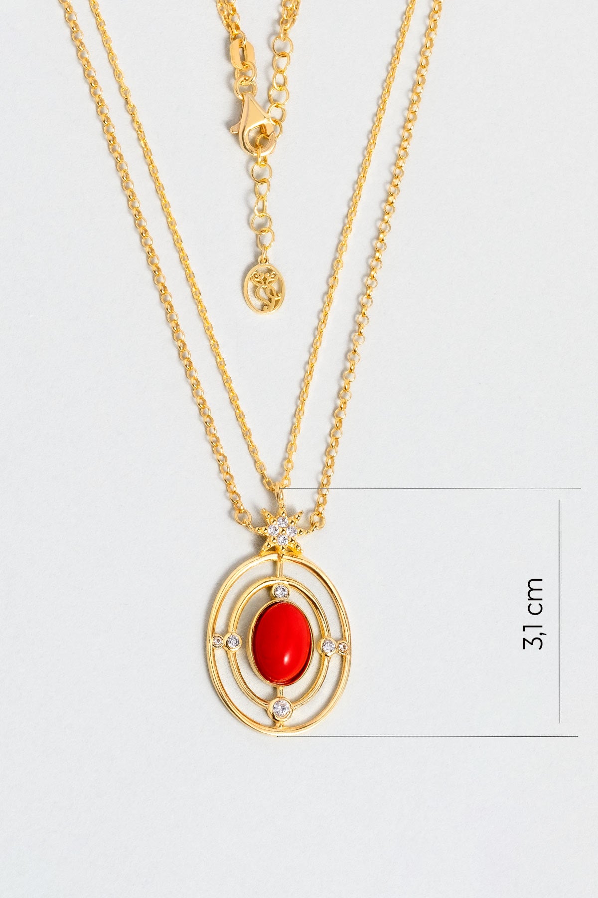 Derin Mercan 18 Ayar Sarı Altın Kaplama 44 Cm Gümüş Kolye 07311190844