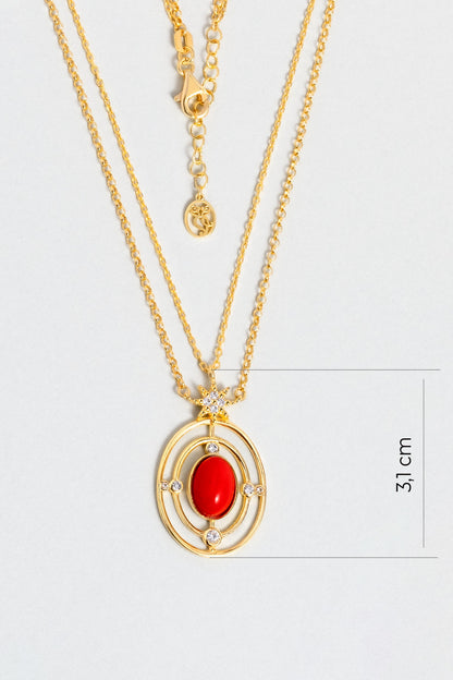 Derin Mercan 18 Ayar Sarı Altın Kaplama 44 Cm Gümüş Kolye 07311190844