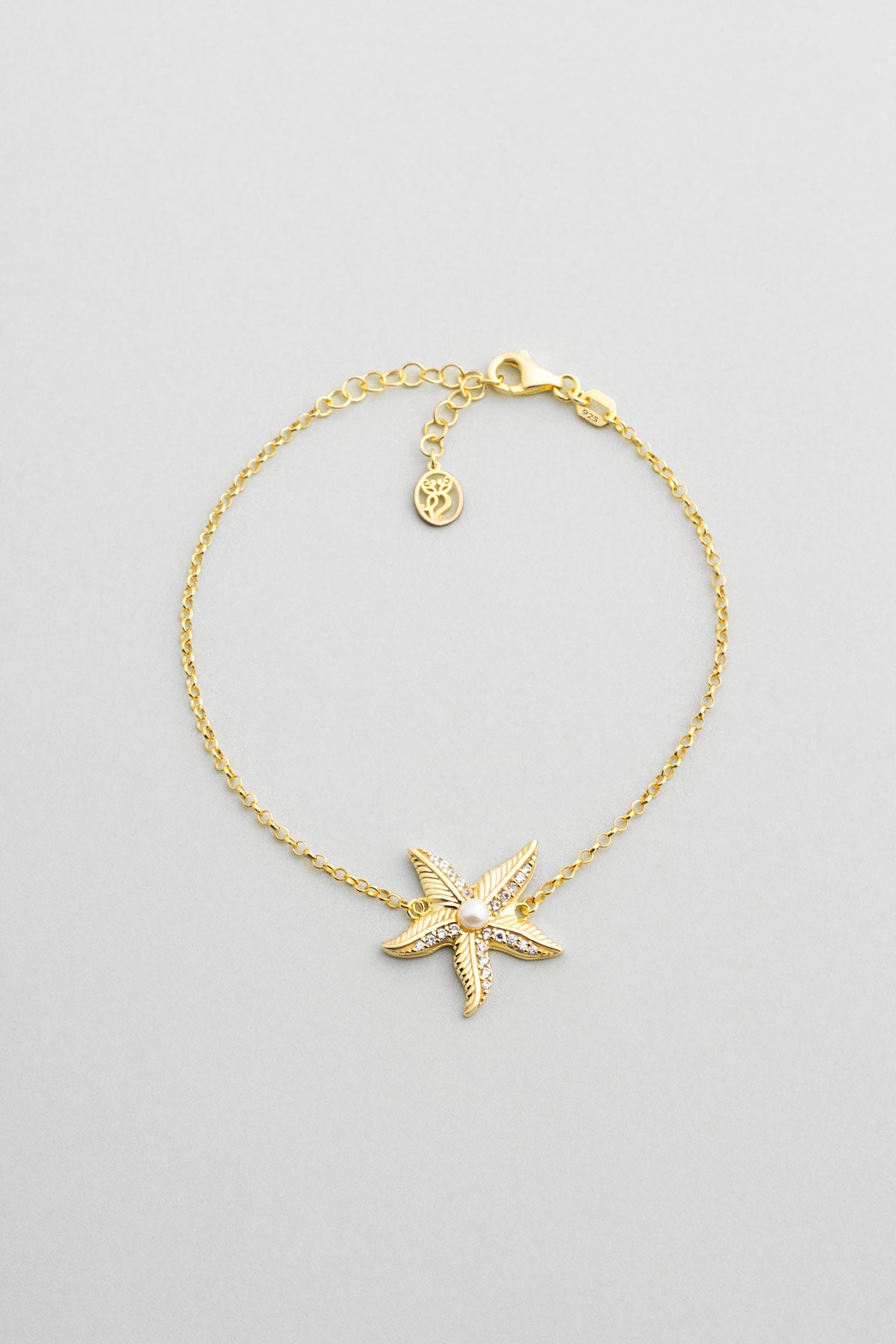 Inci Yıldızı 18 Ayar Sarı Altın Kaplama 19 Cm Gümüş Bileklik 07311236244