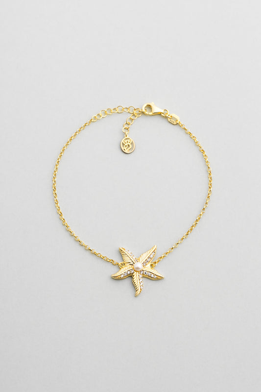 Inci Yıldızı 18 Ayar Sarı Altın Kaplama 19 Cm Gümüş Bileklik 07311236244