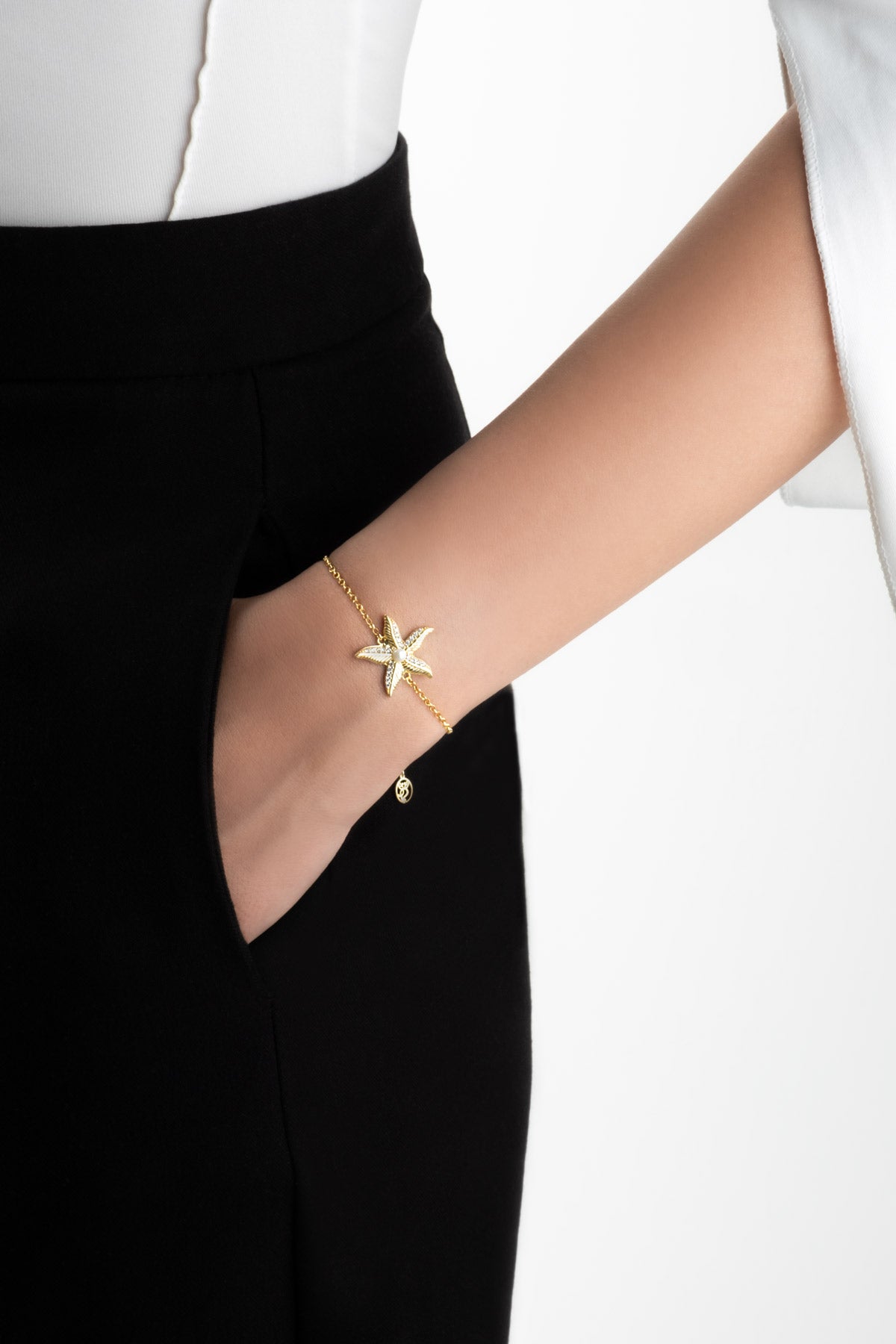 Inci Yıldızı 18 Ayar Sarı Altın Kaplama 19 Cm Gümüş Bileklik 07311236244