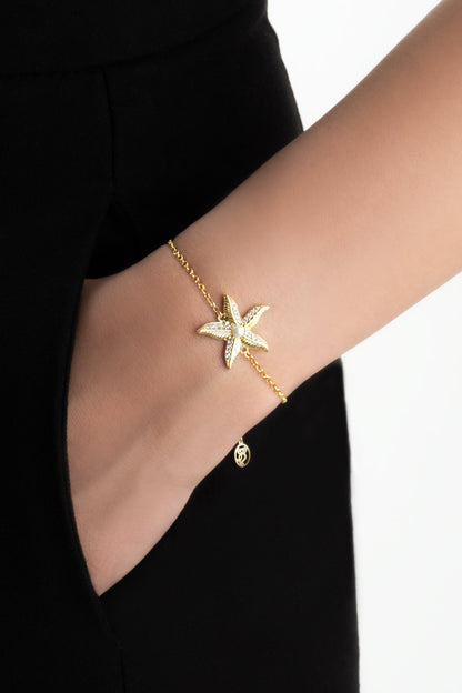 Inci Yıldızı 18 Ayar Sarı Altın Kaplama 19 Cm Gümüş Bileklik 07311236244