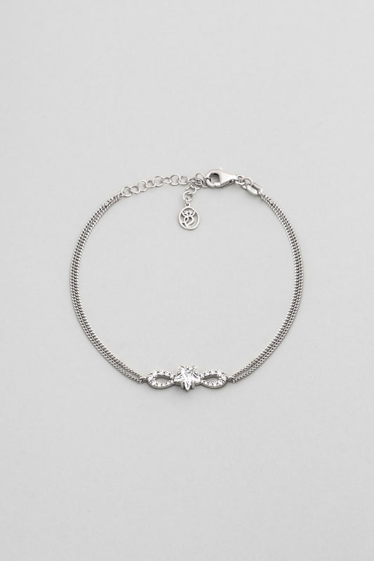 Yıldız Tanrıçası 18 Ayar Beyaz Altın Kaplama 18 Cm Gümüş Bileklik 07311970199