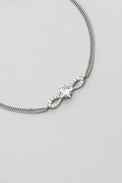 Yıldız Tanrıçası 18 Ayar Beyaz Altın Kaplama 18 Cm Gümüş Bileklik 07311970199