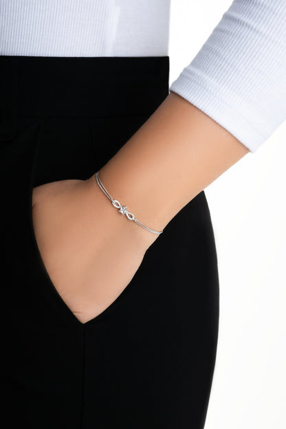 Yıldız Tanrıçası 18 Ayar Beyaz Altın Kaplama 18 Cm Gümüş Bileklik 07311970199