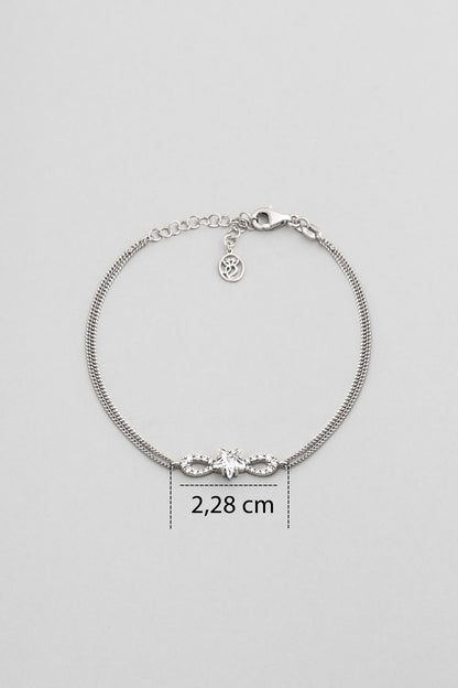 Yıldız Tanrıçası 18 Ayar Beyaz Altın Kaplama 18 Cm Gümüş Bileklik 07311970199
