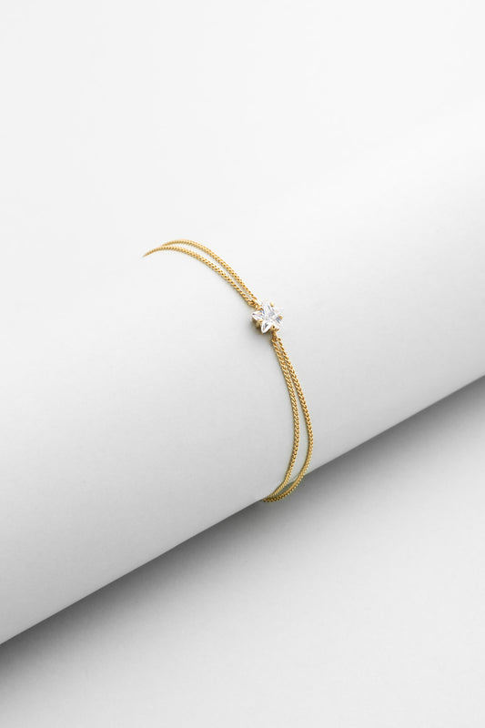 Sirius Yıldızı 18 Ayar Sarı Altın Kaplama 18 Cm Gümüş Bileklik 07311980144