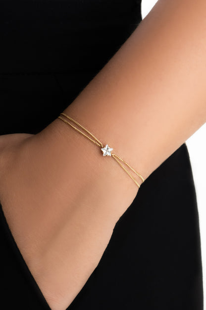 Sirius Yıldızı 18 Ayar Sarı Altın Kaplama 18 Cm Gümüş Bileklik 07311980144