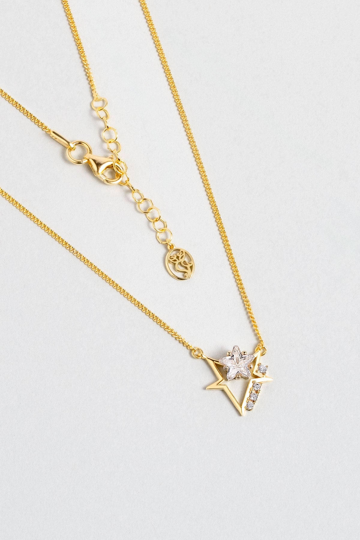 Gece Yıldızı 18 Ayar Sarı Altın Kaplama 46 Cm Gümüş Kolye 07312010144