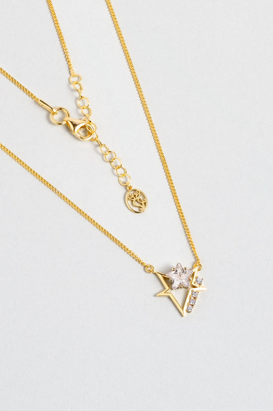 Gece Yıldızı 18 Ayar Sarı Altın Kaplama 46 Cm Gümüş Kolye 07312010144