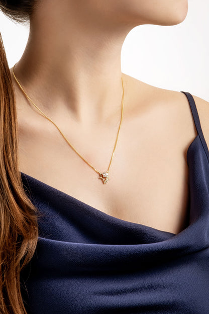 Gece Yıldızı 18 Ayar Sarı Altın Kaplama 46 Cm Gümüş Kolye 07312010144