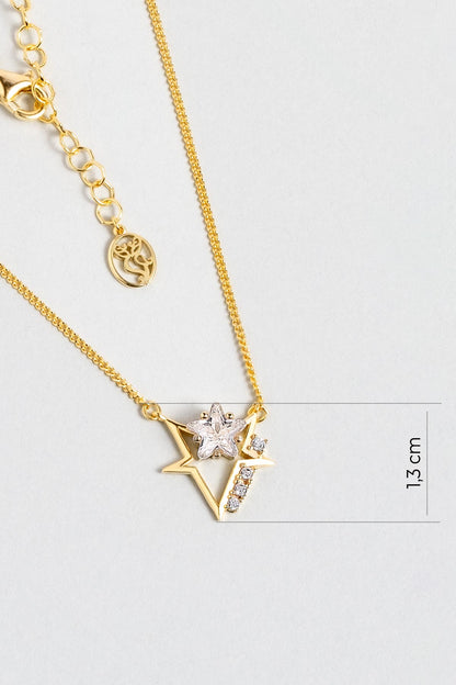 Gece Yıldızı 18 Ayar Sarı Altın Kaplama 46 Cm Gümüş Kolye 07312010144