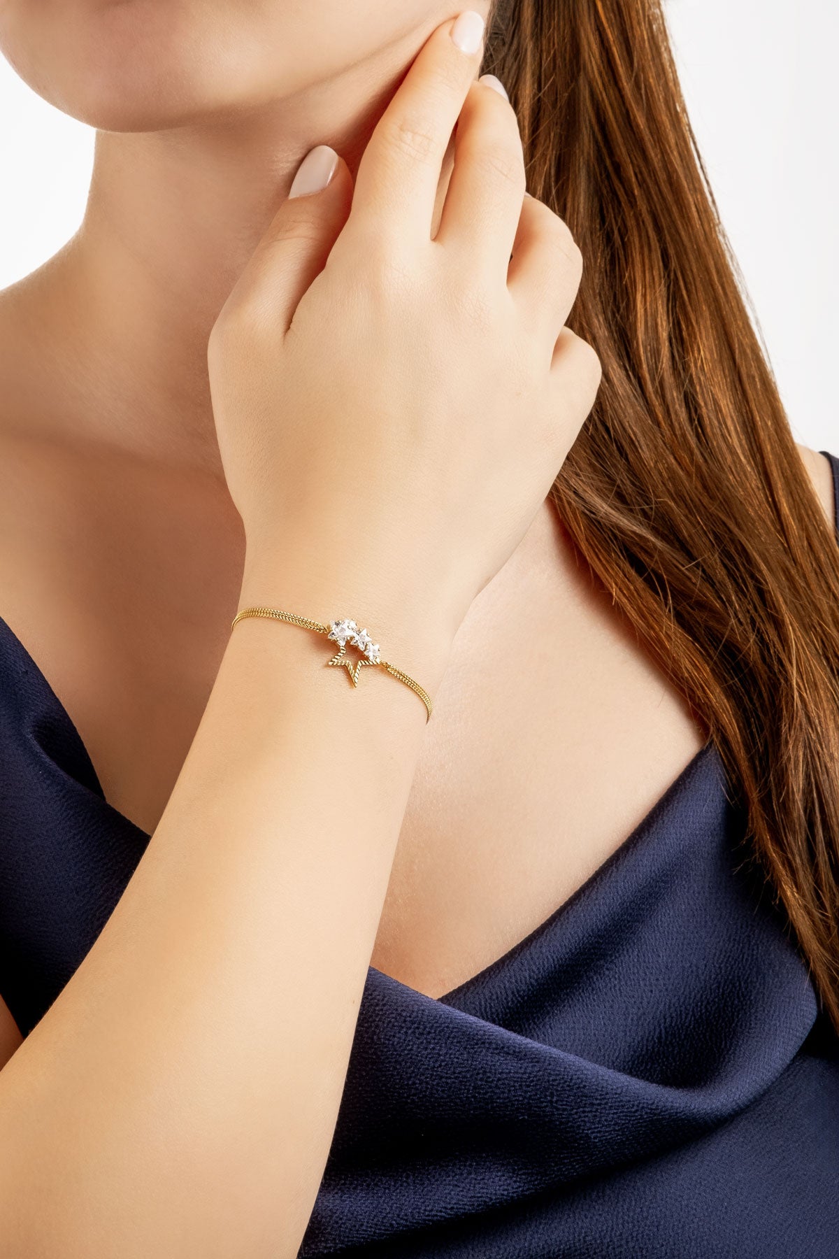 Nova 18 Ayar Sarı Altın Kaplama Gümüş Bileklik 07312050144