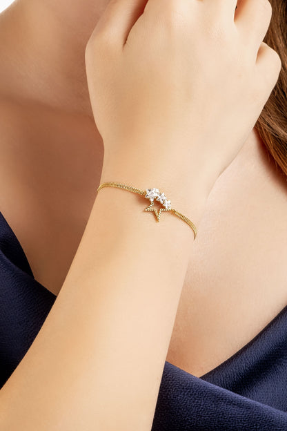 Nova 18 Ayar Sarı Altın Kaplama Gümüş Bileklik 07312050144