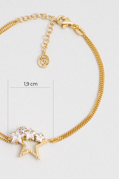 Nova 18 Ayar Sarı Altın Kaplama Gümüş Bileklik 07312050144