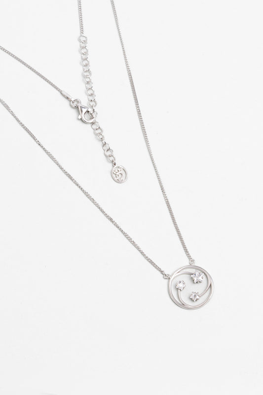 Yıldızlar Geçidi 18 Ayar Beyaz Altın Kaplama 45 Cm Gümüş Kolye 07312060199