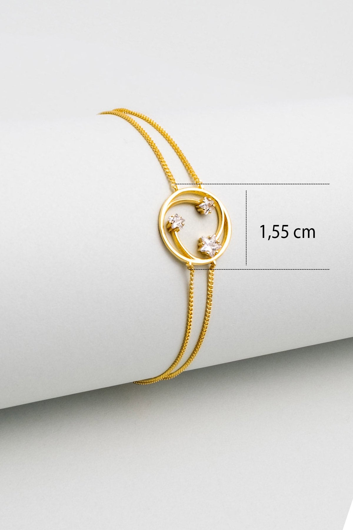 Yıldızlar Geçidi 18 Ayar Sarı Altın Kaplama 19 Cm Gümüş Bileklik 07312070144