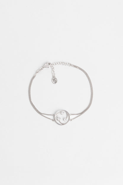 Yıldızlar Geçidi 18 Ayar Beyaz Altın Kaplama 19 Cm Gümüş Bileklik 07312070199