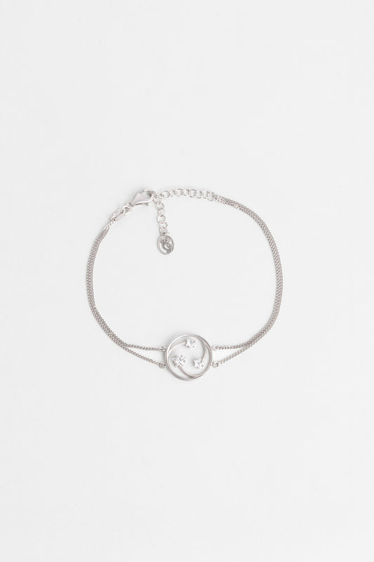 Yıldızlar Geçidi 18 Ayar Beyaz Altın Kaplama 19 Cm Gümüş Bileklik 07312070199