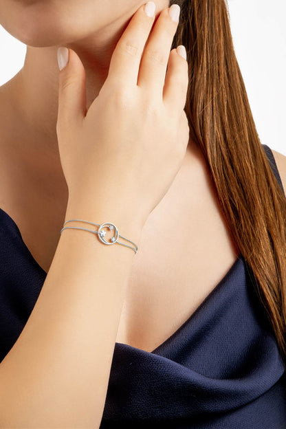 Yıldızlar Geçidi 18 Ayar Beyaz Altın Kaplama 19 Cm Gümüş Bileklik 07312070199