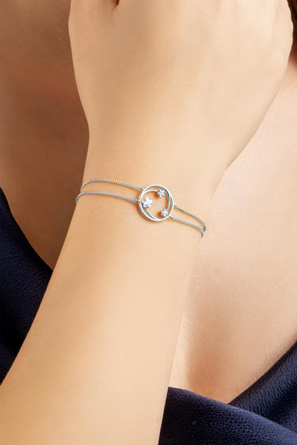 Yıldızlar Geçidi 18 Ayar Beyaz Altın Kaplama 19 Cm Gümüş Bileklik 07312070199