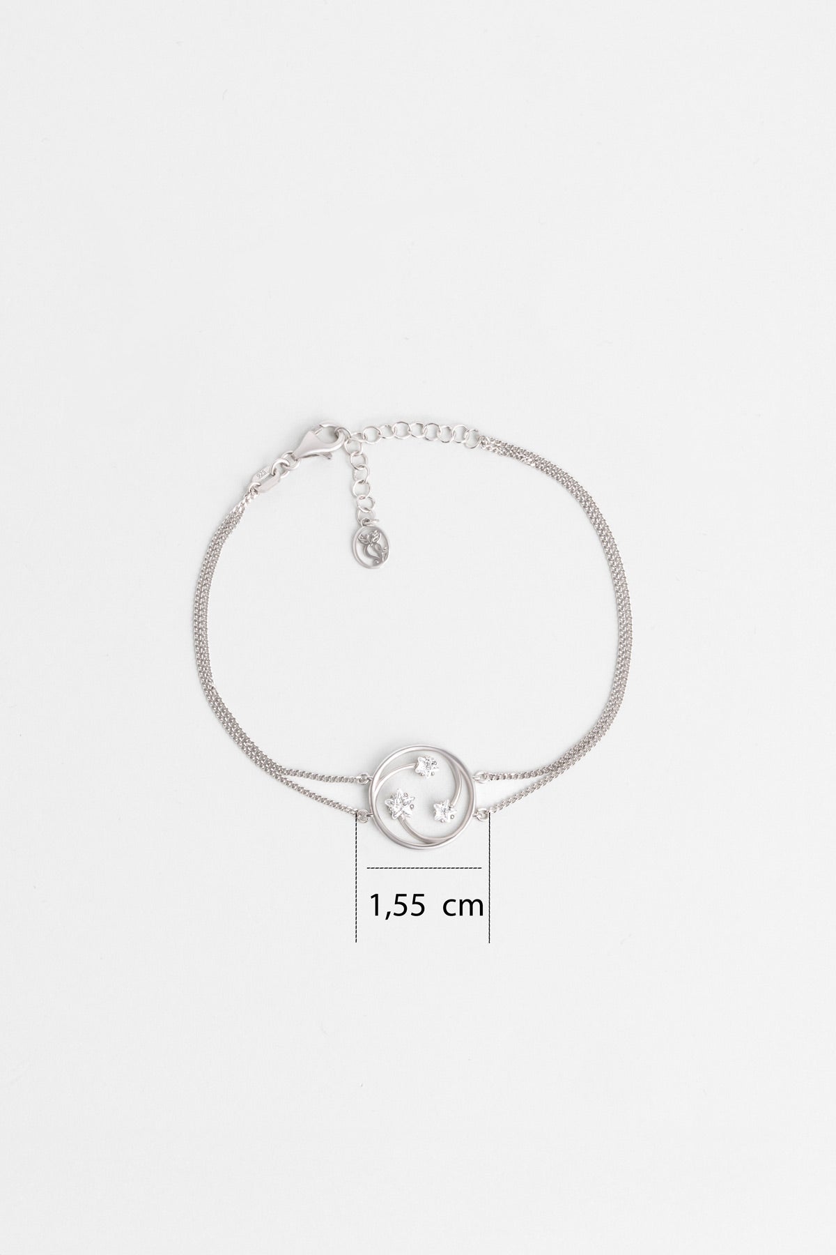 Yıldızlar Geçidi 18 Ayar Beyaz Altın Kaplama 19 Cm Gümüş Bileklik 07312070199