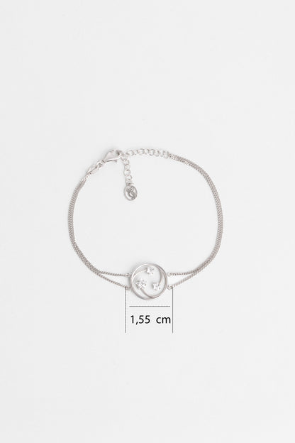 Yıldızlar Geçidi 18 Ayar Beyaz Altın Kaplama 19 Cm Gümüş Bileklik 07312070199