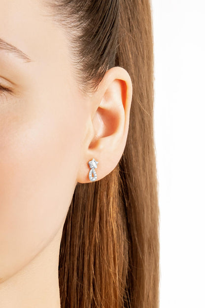 Yıldız Tanrıçası 18 Ayar Beyaz Altın Kaplama Gümüş Küpe 07312110199