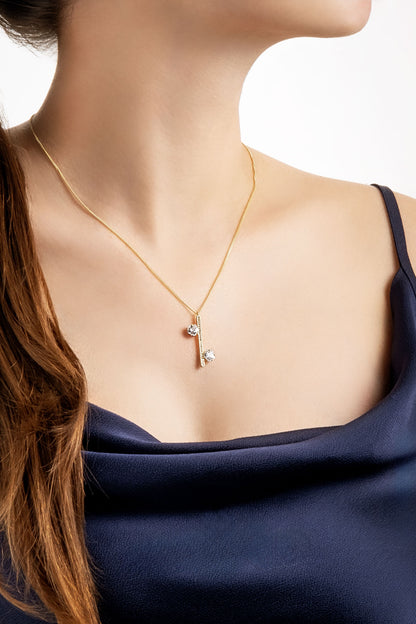 Flora 18 Ayar Sarı Altın Kaplama 45 Cm Gümüş Minimal Kolye 07312120144