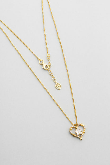 Aşk Yıldızı 18 Ayar Sarı Altın Kaplama 45 Cm Gümüş Kolye 07312170144