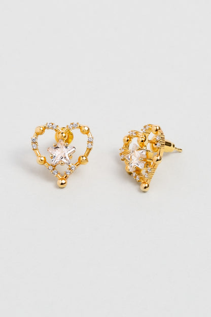 Aşk Yıldızı 18 Ayar Sarı Altın Kaplama Gümüş Küpe 07312180144