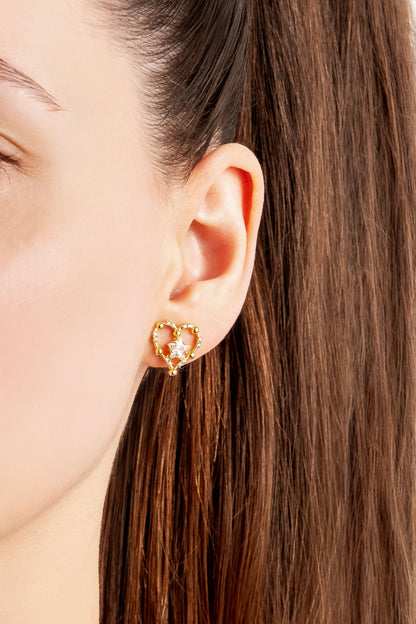 Aşk Yıldızı 18 Ayar Sarı Altın Kaplama Gümüş Küpe 07312180144