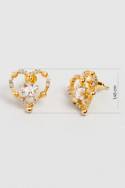 Aşk Yıldızı 18 Ayar Sarı Altın Kaplama Gümüş Küpe 07312180144