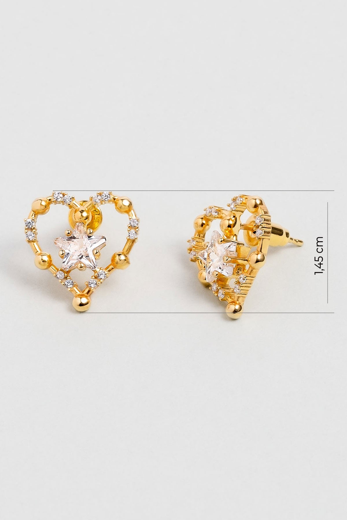 Aşk Yıldızı 18 Ayar Sarı Altın Kaplama Gümüş Küpe 07312180144