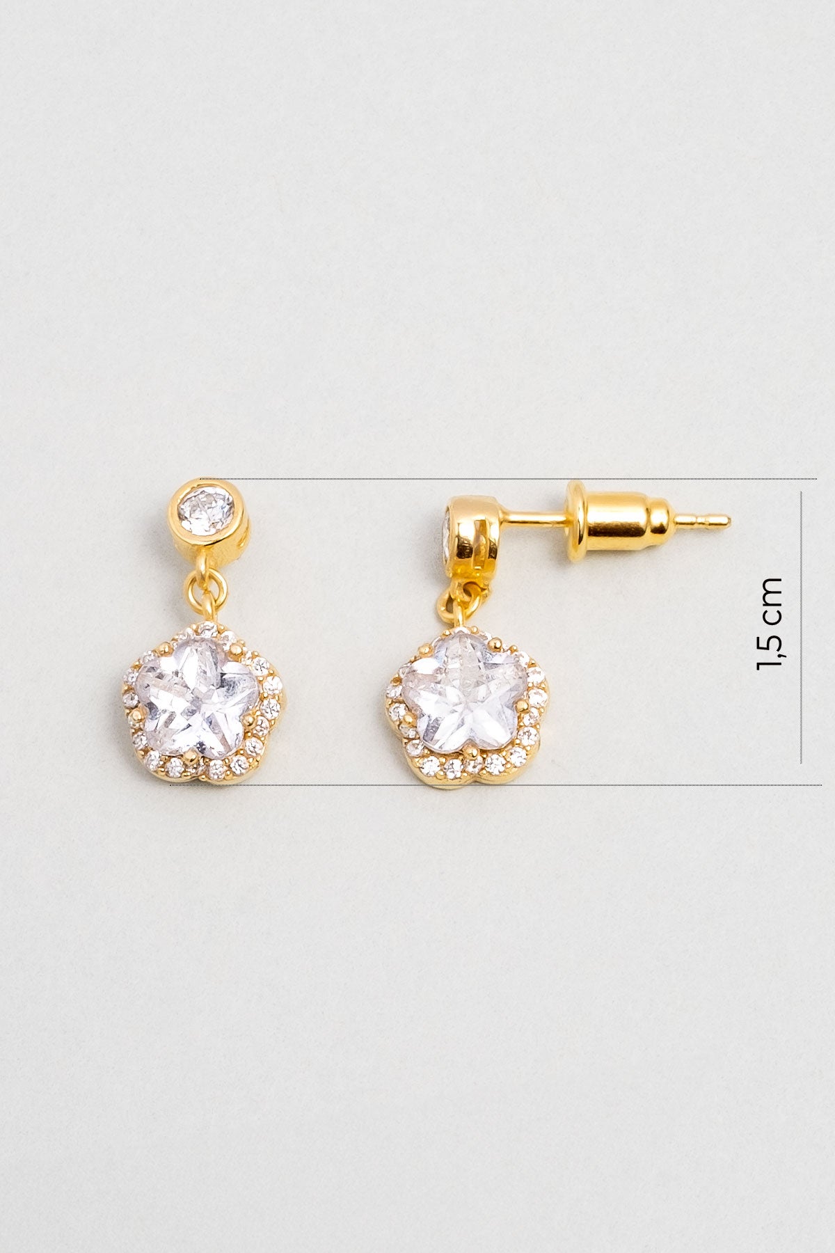 Flora 18 Ayar Sarı Altın Kaplama Gümüş Minimal Küpe 07312200144