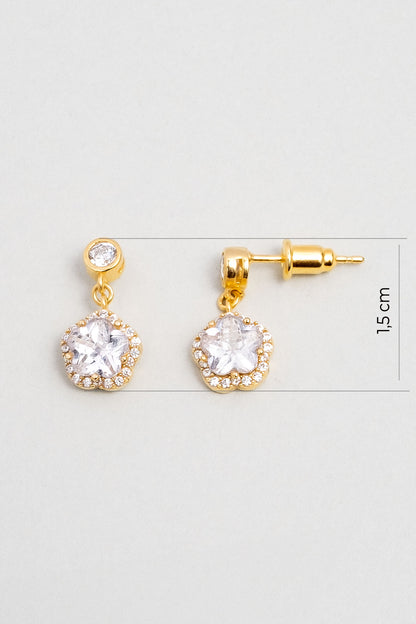 Flora 18 Ayar Sarı Altın Kaplama Gümüş Minimal Küpe 07312200144