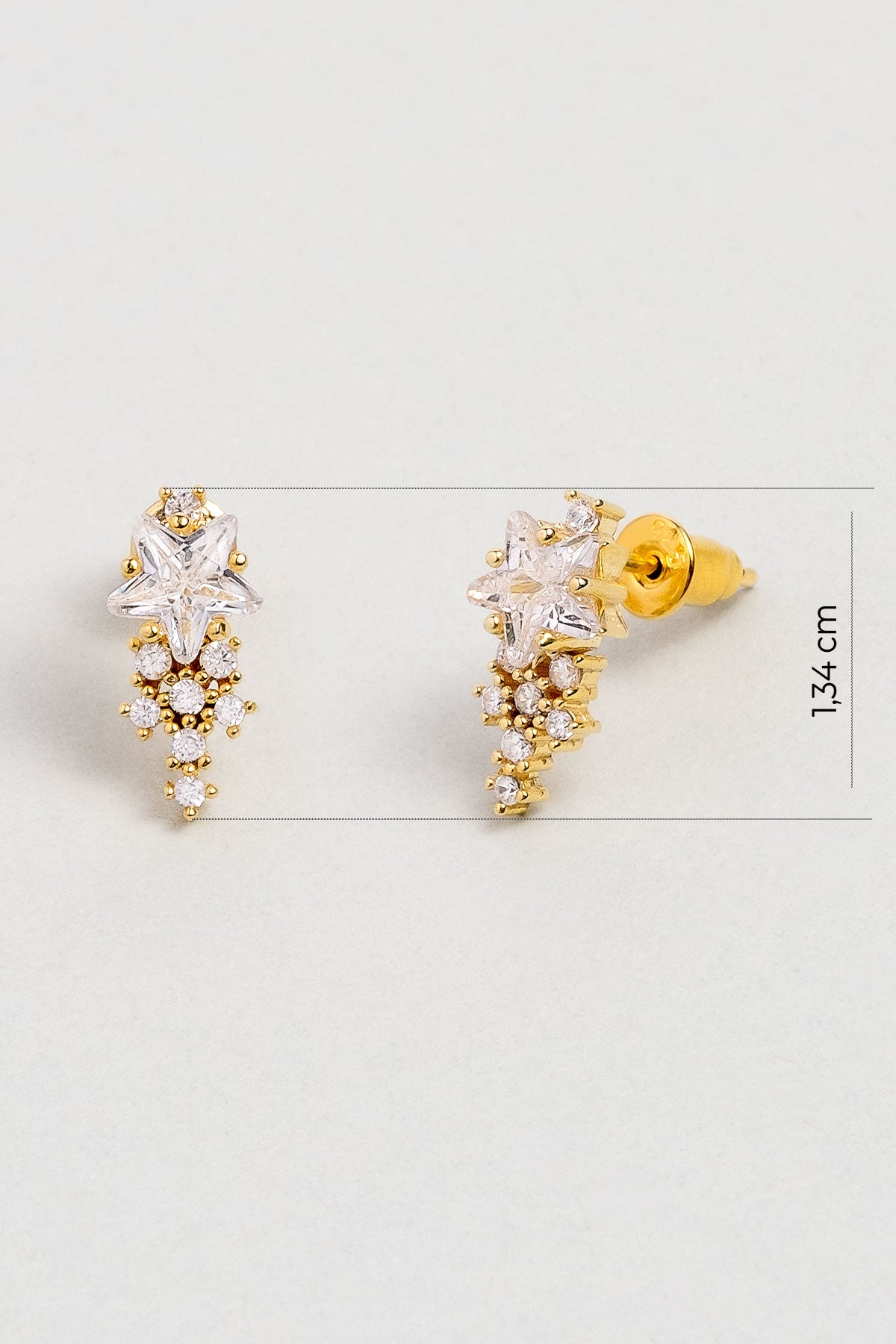 Sirius 18 Ayar Sarı Altın Kaplama Gümüş Yıldız Küpe 07312210144