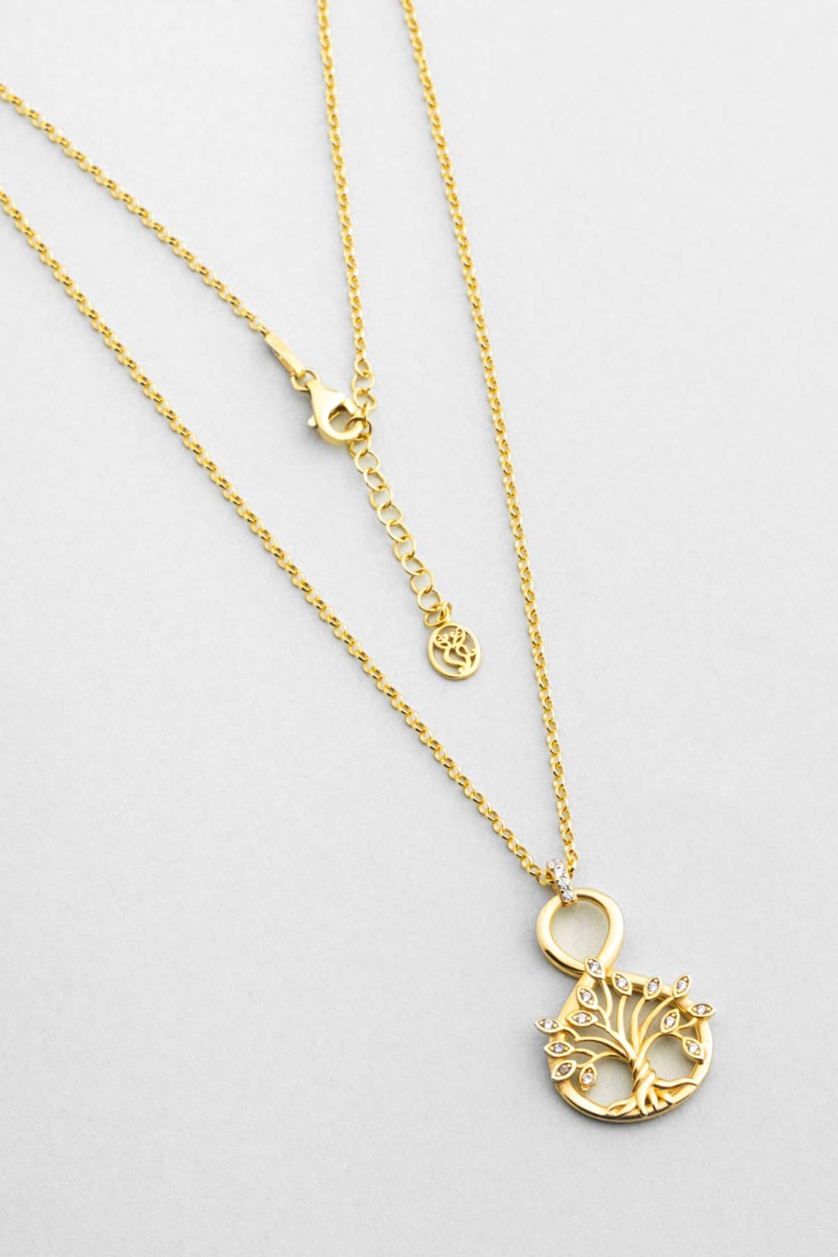 Hayat Ağacı 18 Ayar Sarı Altın Kaplama 45 Cm Gümüş  Kolye 07313000144