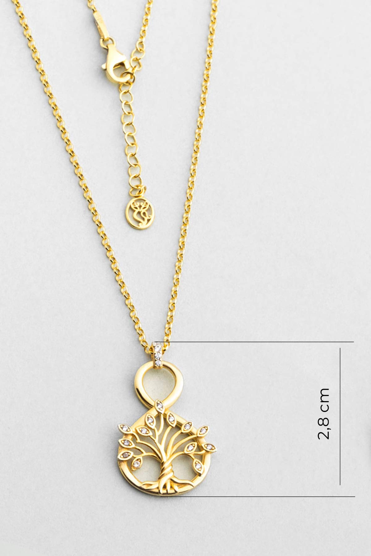 Hayat Ağacı 18 Ayar Sarı Altın Kaplama 45 Cm Gümüş  Kolye 07313000144