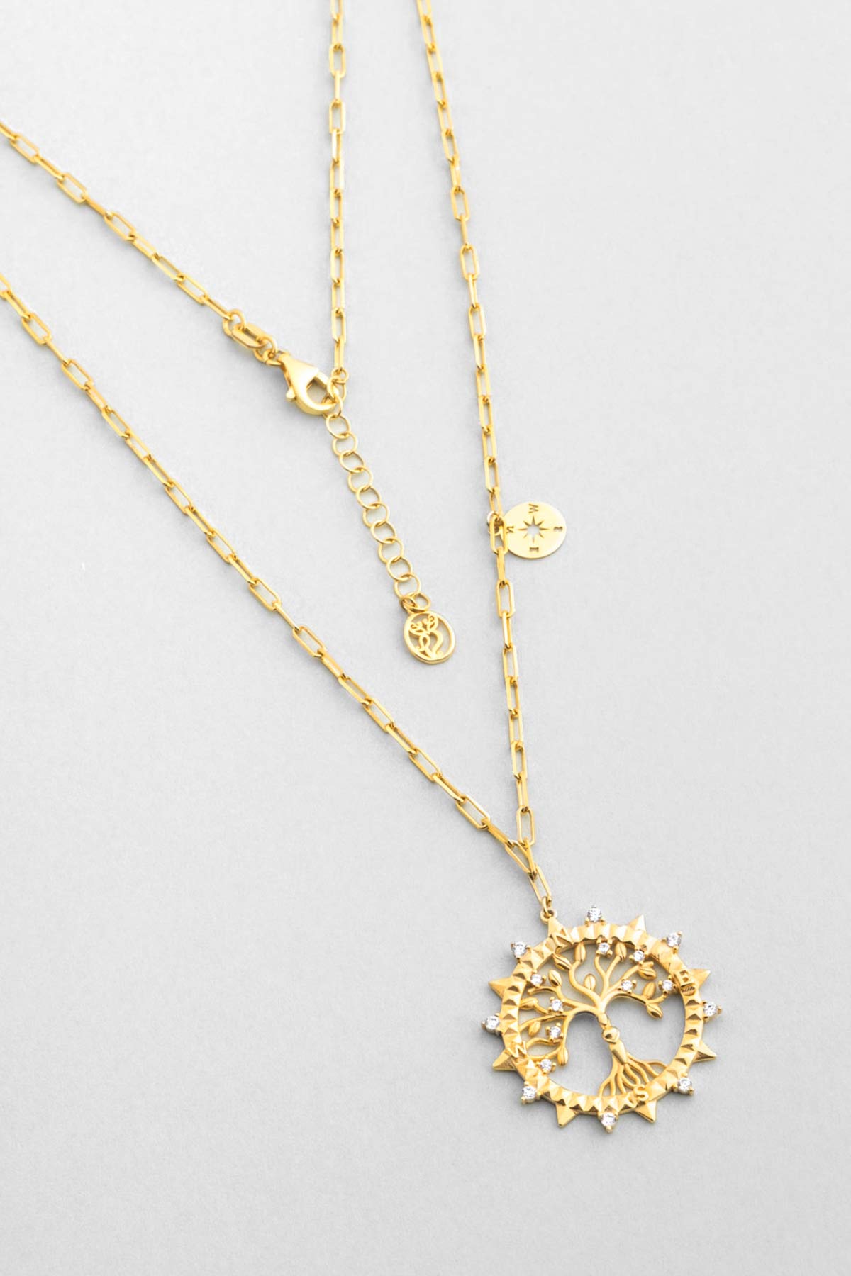 Hayat Işığı 18 Ayar Sarı Altın Kaplama 53 Cm Gümüş Kolye 07313020144