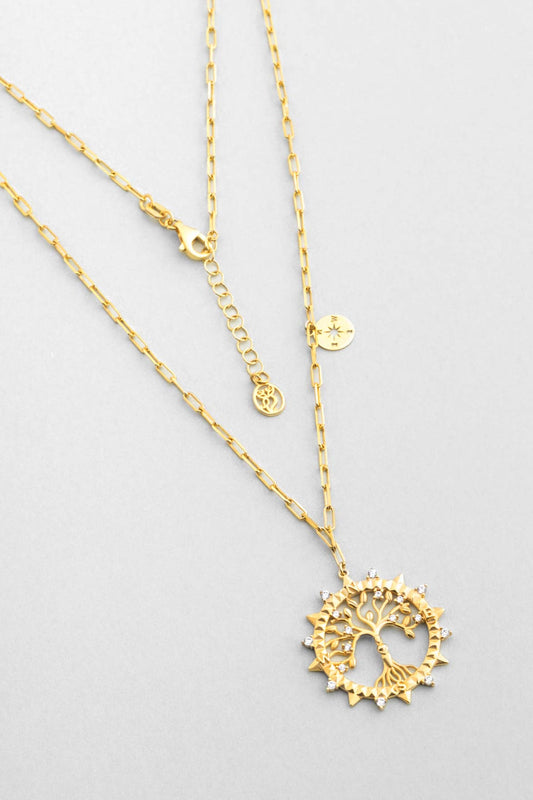 Hayat Işığı 18 Ayar Sarı Altın Kaplama 53 Cm Gümüş Kolye 07313020144