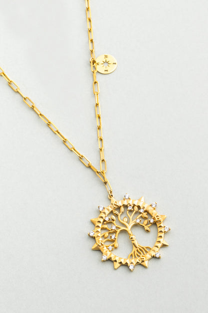 Hayat Işığı 18 Ayar Sarı Altın Kaplama 53 Cm Gümüş Kolye 07313020144