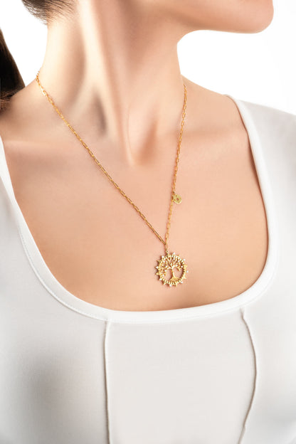 Hayat Işığı 18 Ayar Sarı Altın Kaplama 53 Cm Gümüş Kolye 07313020144