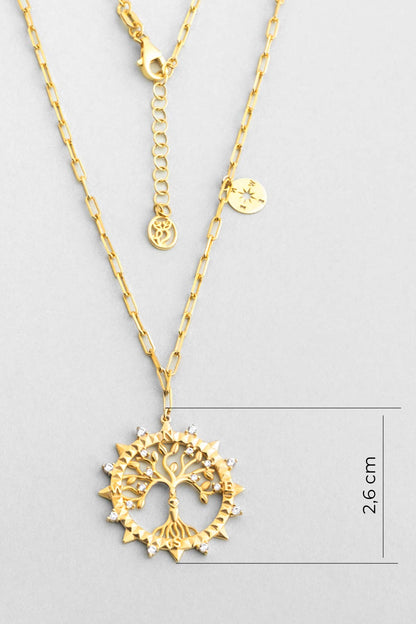 Hayat Işığı 18 Ayar Sarı Altın Kaplama 53 Cm Gümüş Kolye 07313020144